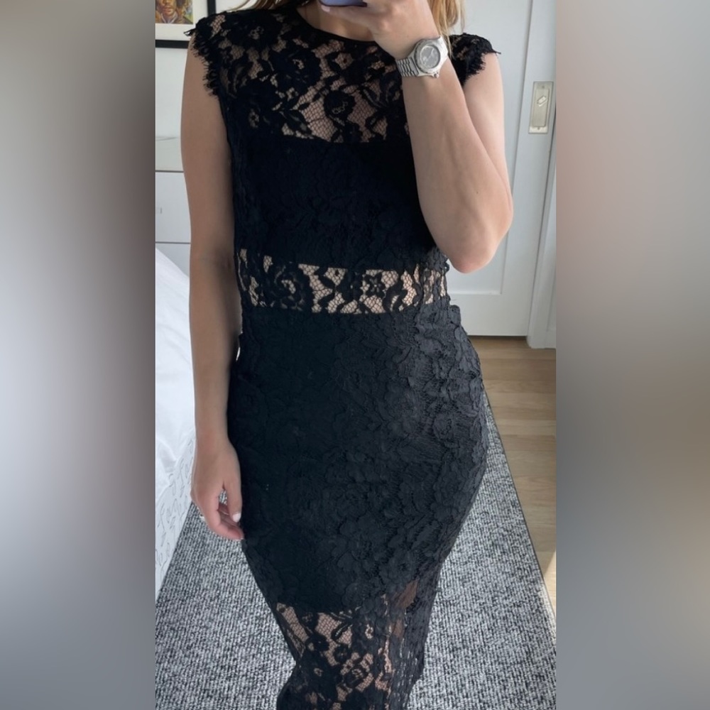Alexis black lace mini dress